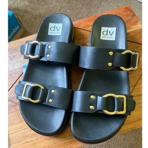 Dolce Vita Black Sandals with Gold Buckles